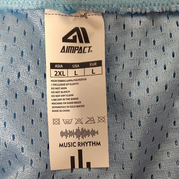 Blue Mesh Athletic Shorts, Red Trim, drawstring, lightweight,unlined Size L - Picture 3 of 7